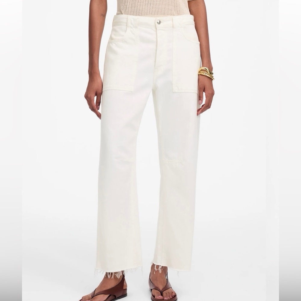 Madewell Women's Cropped Wide-Leg Pants in Off-White